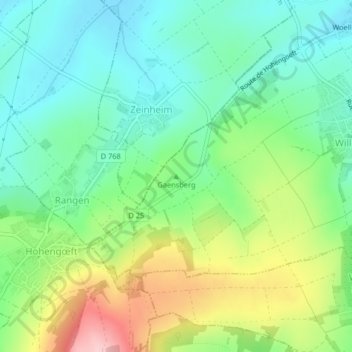 Mapa topográfico Gaensberg, altitud, relieve