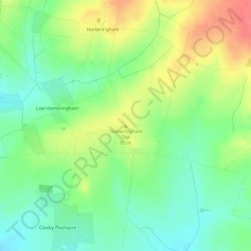 Mapa topográfico Hameringham Top, altitud, relieve