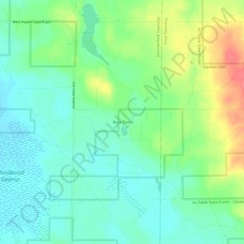 Mapa topográfico Buck Trails, altitud, relieve
