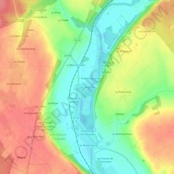 Mapa topográfico Le Langault, altitud, relieve