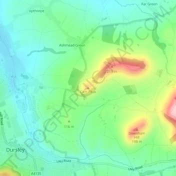Mapa topográfico Cam Peak, altitud, relieve