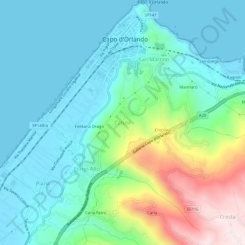 Mapa topográfico Catuté, altitud, relieve