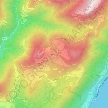 Mapa topográfico Pian di Sole, altitud, relieve