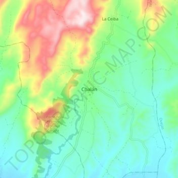 Mapa topográfico Chalán, altitud, relieve