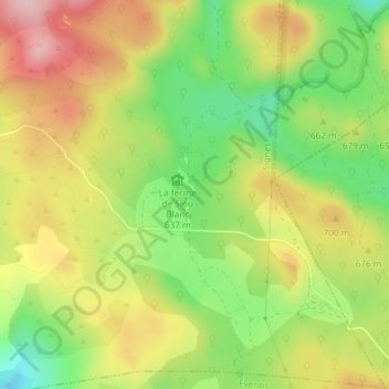Mapa topográfico Trou Malleron, altitud, relieve