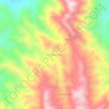 Mapa topográfico El Mezquite, altitud, relieve