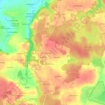 Mapa topográfico Les Hayages, altitud, relieve