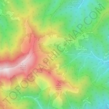 Mapa topográfico Paraloup, altitud, relieve