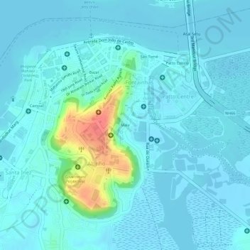 Mapa topográfico Mala, altitud, relieve
