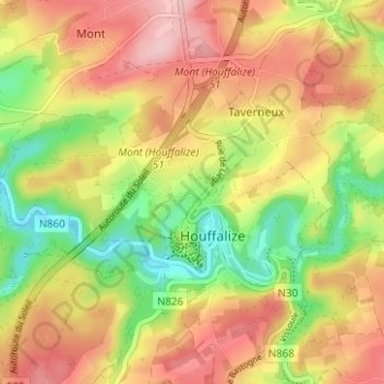 Mapa topográfico Fin de Ville, altitud, relieve