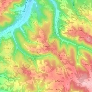 Mapa topográfico Chauyroi, altitud, relieve