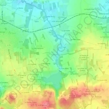Mapa topográfico La Touche, altitud, relieve