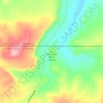 Mapa topográfico Chimney Rock, altitud, relieve
