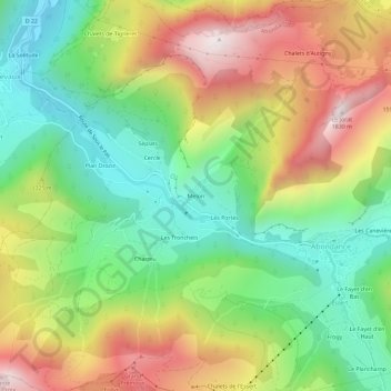 Mapa topográfico Melon, altitud, relieve