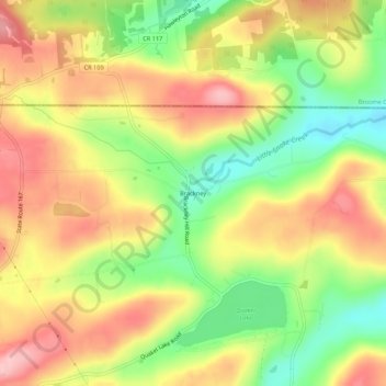 Mapa topográfico Brackney, altitud, relieve