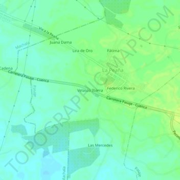 Mapa topográfico Velasco Ibarra, altitud, relieve