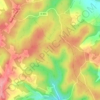 Mapa topográfico Château de Caussade, altitud, relieve
