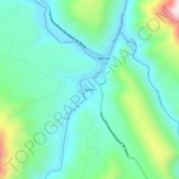 Mapa topográfico Ayutla, altitud, relieve