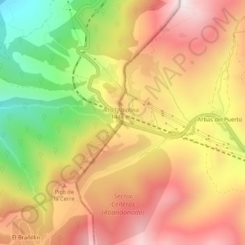 Mapa topográfico Puerto de Pajares, altitud, relieve