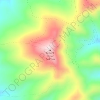 Mapa topográfico Mount Taylor, altitud, relieve
