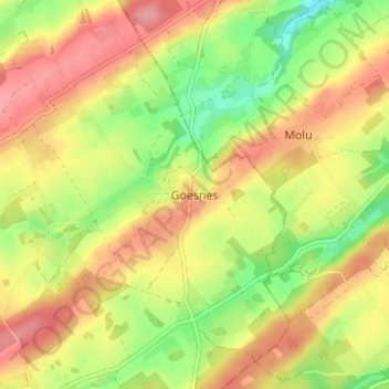 Mapa topográfico Goesnes, altitud, relieve