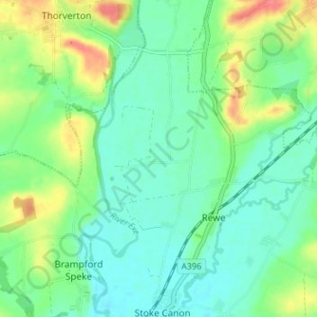 Mapa topográfico Netherexe, altitud, relieve