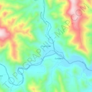 Mapa topográfico Chari-Chari, altitud, relieve