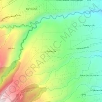 Mapa topográfico Baracayo, altitud, relieve