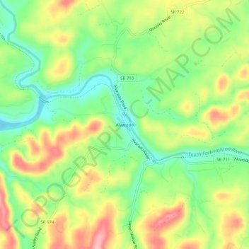 Mapa topográfico Alvarado, altitud, relieve