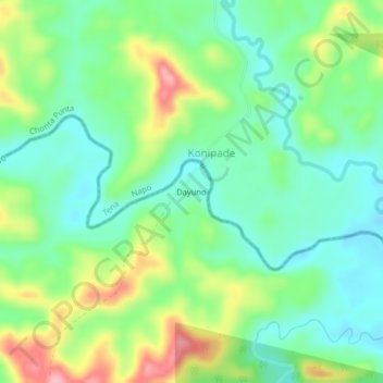 Mapa topográfico Dayuno, altitud, relieve