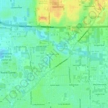 Mapa topográfico Maple Lane, altitud, relieve