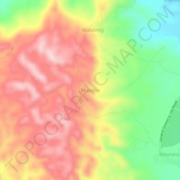 Mapa topográfico Mapaco, altitud, relieve