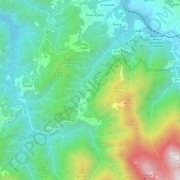 Mapa topográfico Tenerano, altitud, relieve