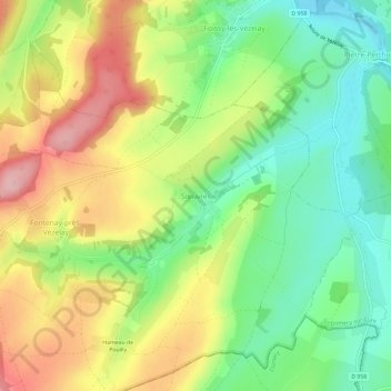 Mapa topográfico Sœuvres, altitud, relieve
