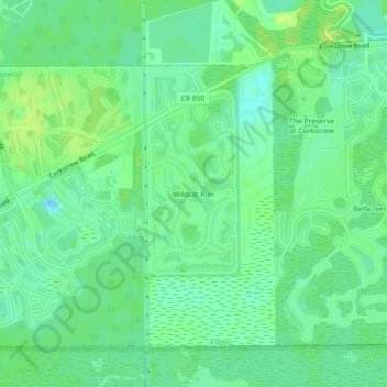 Mapa topográfico Wildcat Run, altitud, relieve