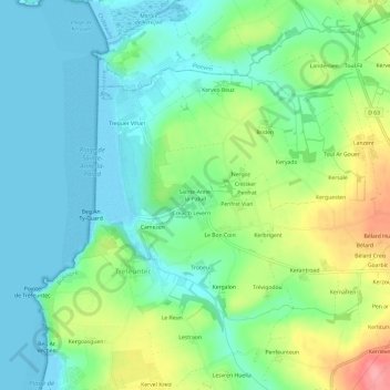 Mapa topográfico Sainte-Anne-la-Palud, altitud, relieve