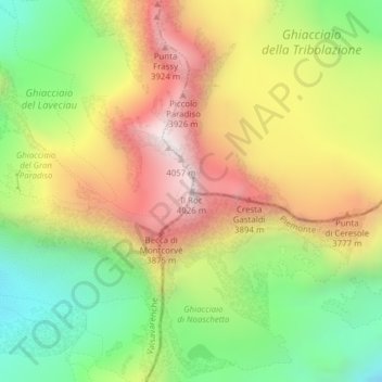 Mapa topográfico Il Roc, altitud, relieve