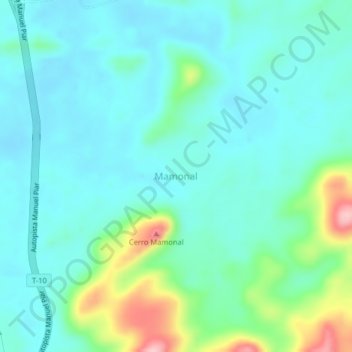 Mapa topográfico Mamonal, altitud, relieve