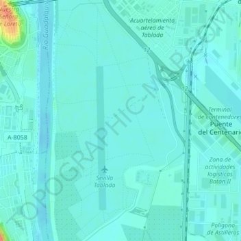 Mapa topográfico Dehesa de Tablada, altitud, relieve