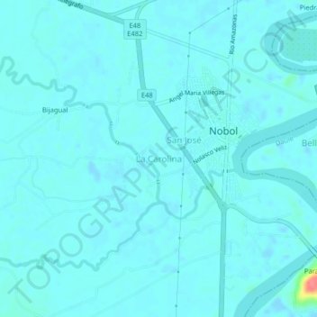 Mapa topográfico La Carolina, altitud, relieve