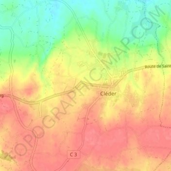 Mapa topográfico Pont Ar Vern, altitud, relieve