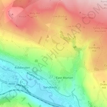 Mapa topográfico West Morton, altitud, relieve
