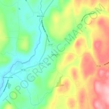 Mapa topográfico Bangall, altitud, relieve