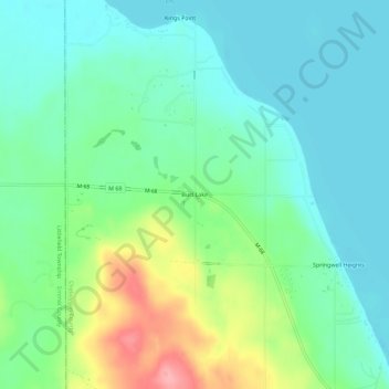 Mapa topográfico Burt Lake, altitud, relieve