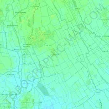 Mapa topográfico Gioiello, altitud, relieve