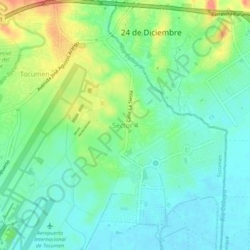 Mapa topográfico Sector 4, altitud, relieve