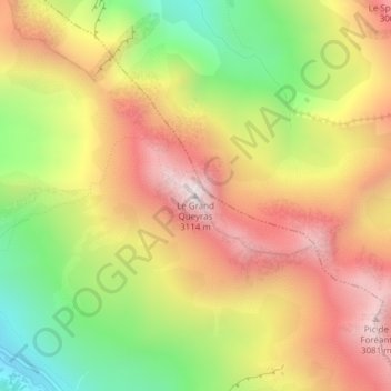 Mapa topográfico Le Grand Queyras, altitud, relieve