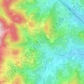 Mapa topográfico Le Chalument, altitud, relieve