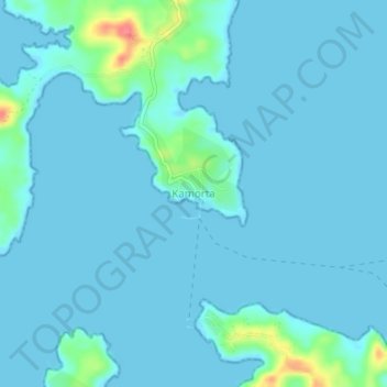 Mapa topográfico Kamorta, altitud, relieve