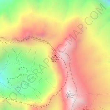 Mapa topográfico Volcán Pichincha, altitud, relieve